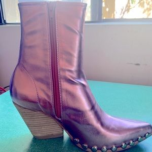 Jeffrey Campbell Pink Metallic Studded Boots by Free People
